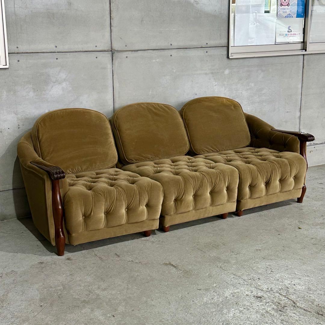 ✦70s✦マルニ木工  ソファ 3脚セット ベロア生地 その①