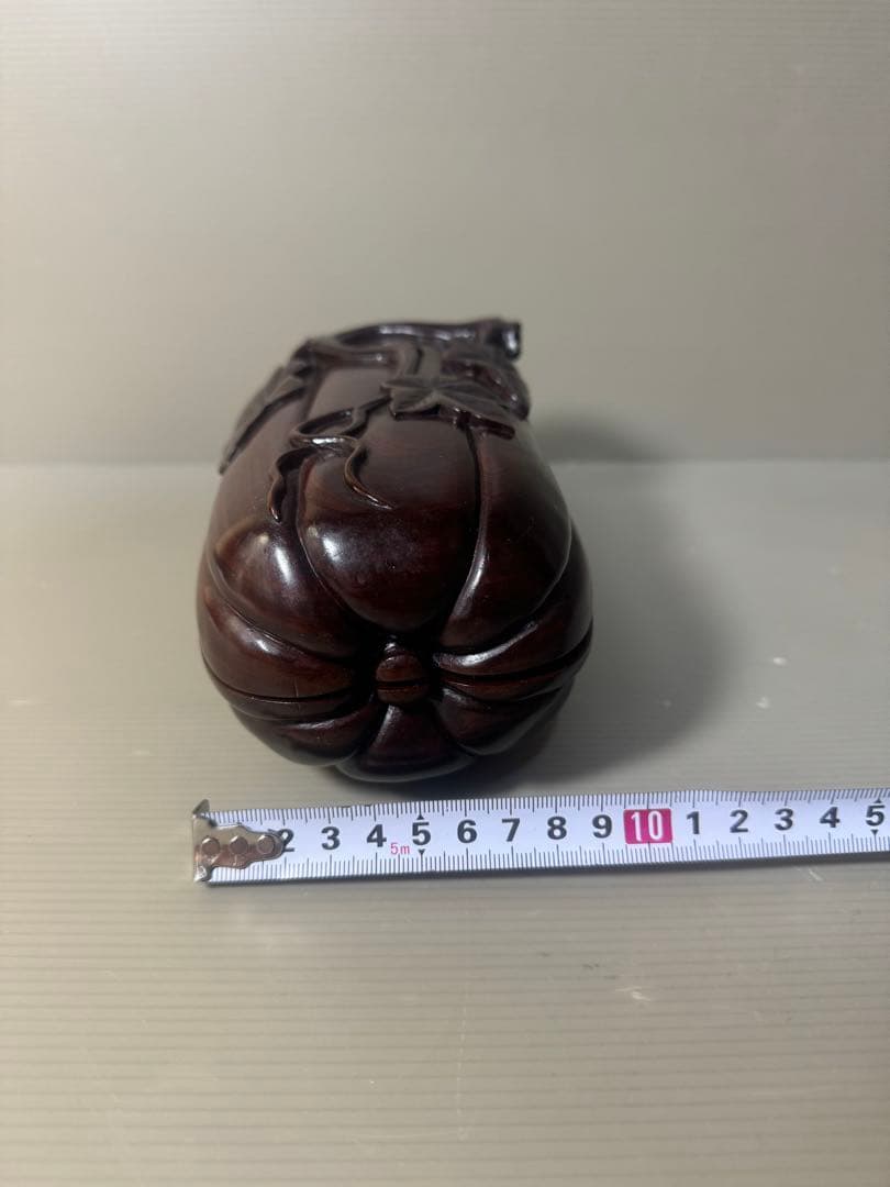 2467本紫檀　蓋物　瓜　希少木　漆塗り　小物入れ　置物　美術工芸品　飾り　美品