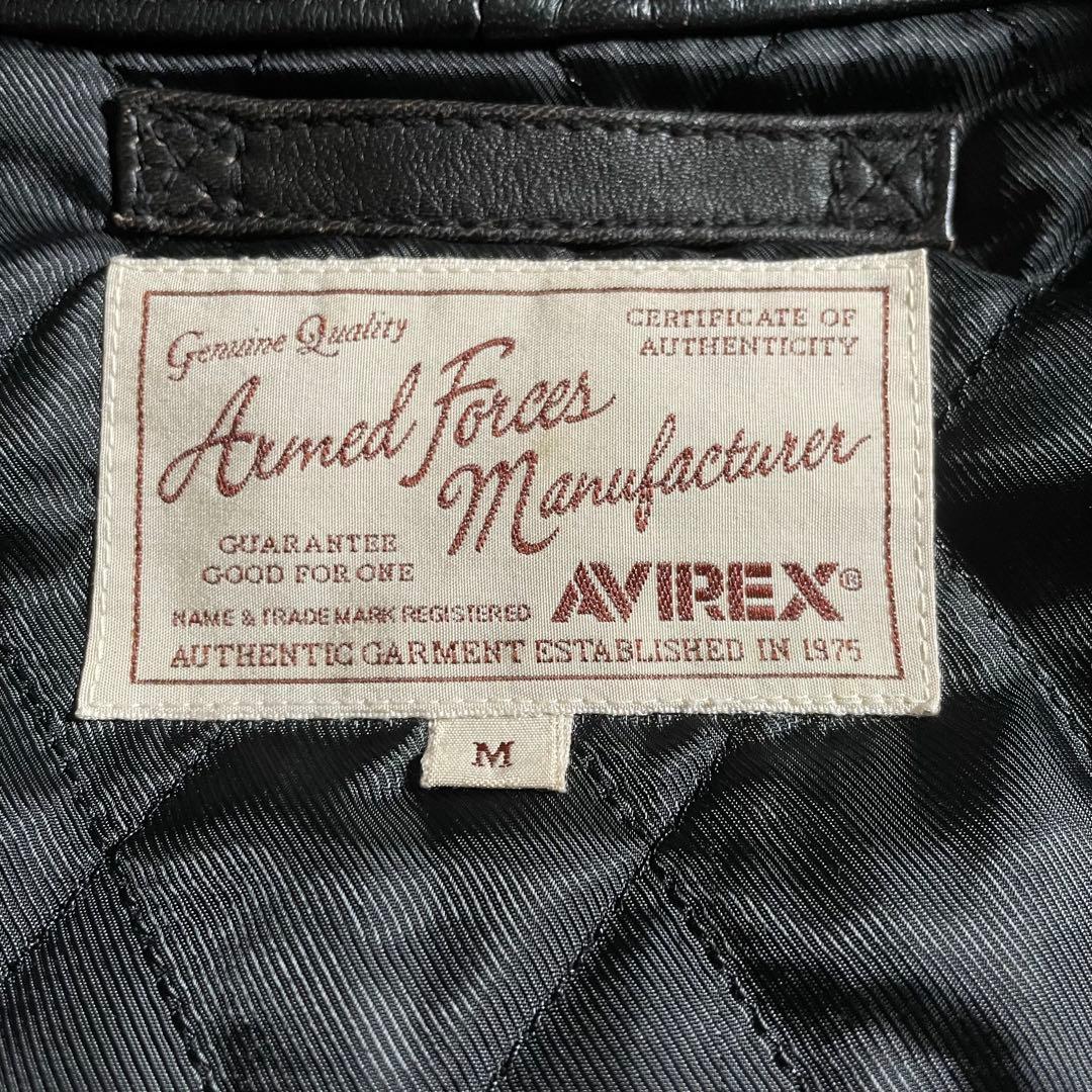 avirex レザージャケット ラムレザー エンボス パッチ ヴィンテージ加工