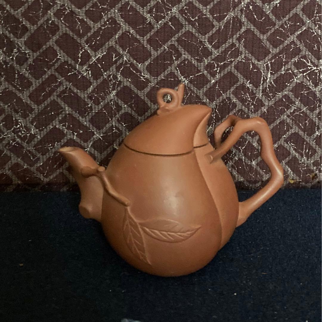 朱泥桃型茶心壷　朱泥急須　煎茶