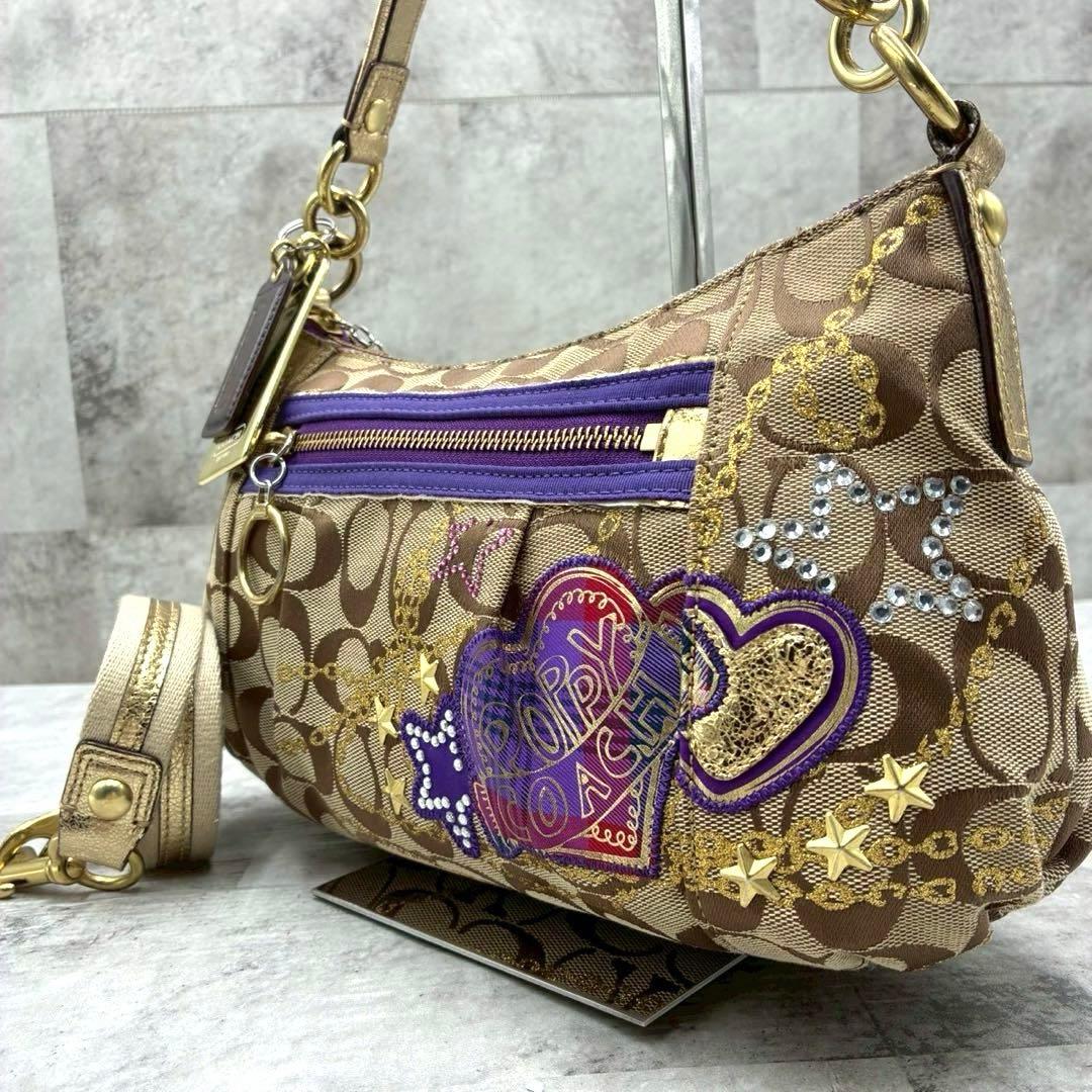 極美品 コーチ ポピー 2way ショルダーバッグ アクセサリーポーチ 肩掛け