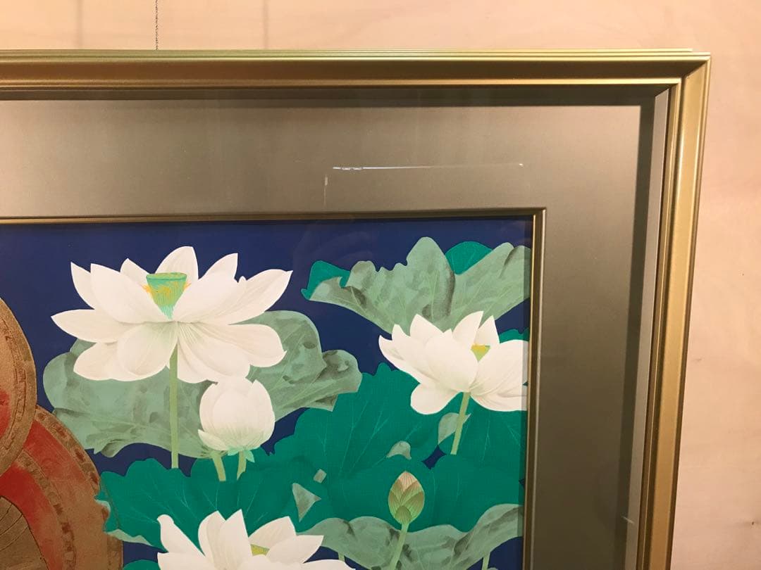 中島千波「大日如来蓮地図」リトグラフ＋エンボス技法　直筆サイン・作品証明シール有