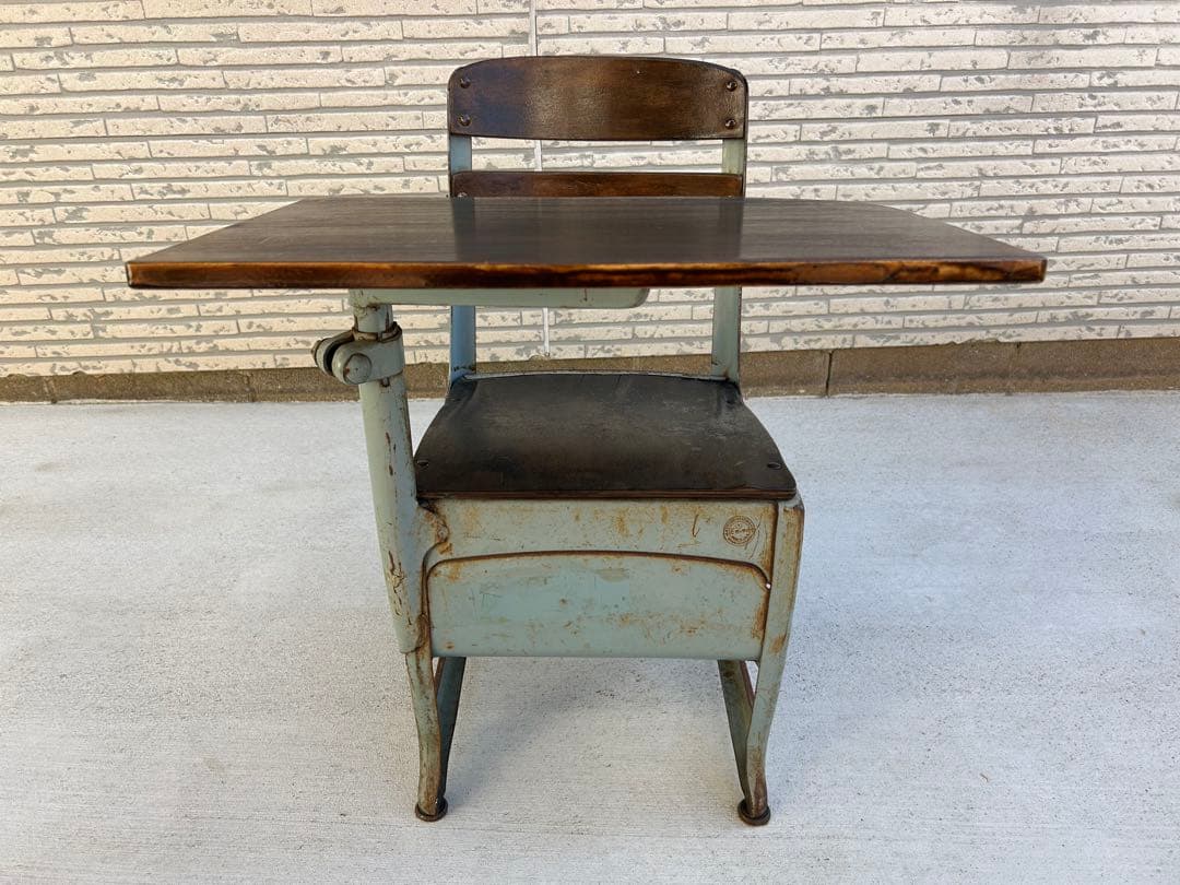 アンティーク　学校　机　椅子　セット　希少　レトロ　アメリカンカントリー