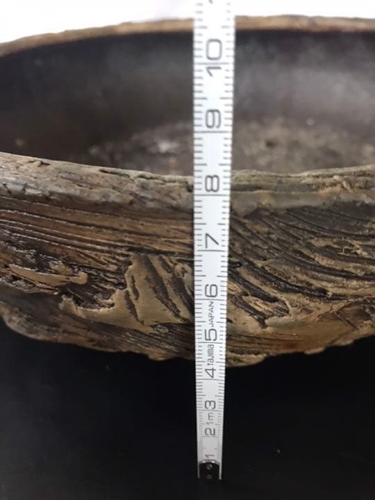 盆栽鉢　超希少時代松皮盆栽鉢手作りレア盆栽鉢植木鉢山野草鉢南蛮鉢25cm木肌作り