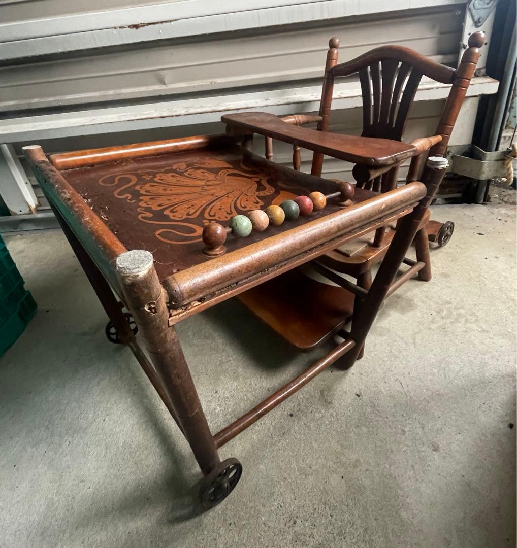 稀少/アンティーク/フランス/チャイルドチェア/アームチェア/テーブル付き