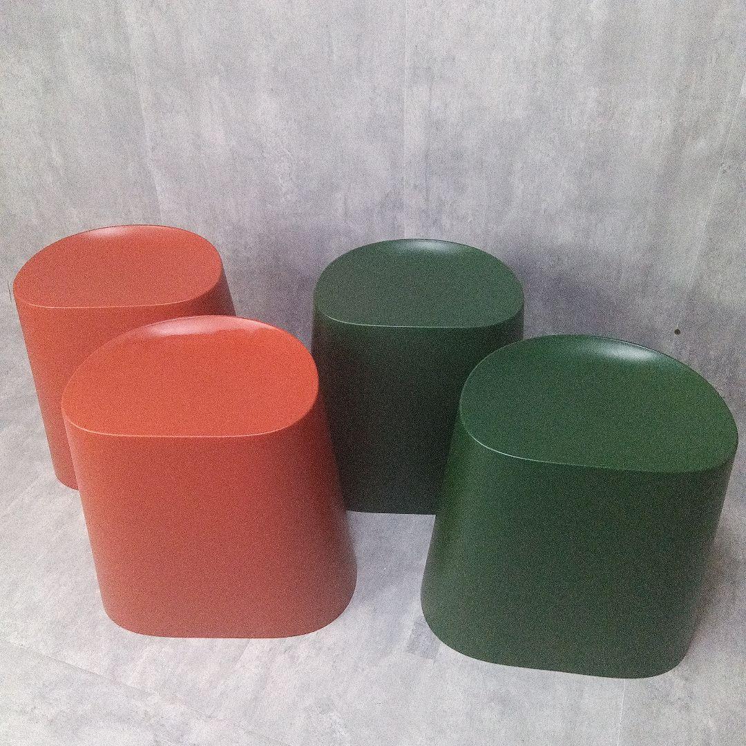 無印良品 スタッキングスツール グリーン レッド 4脚 廃盤