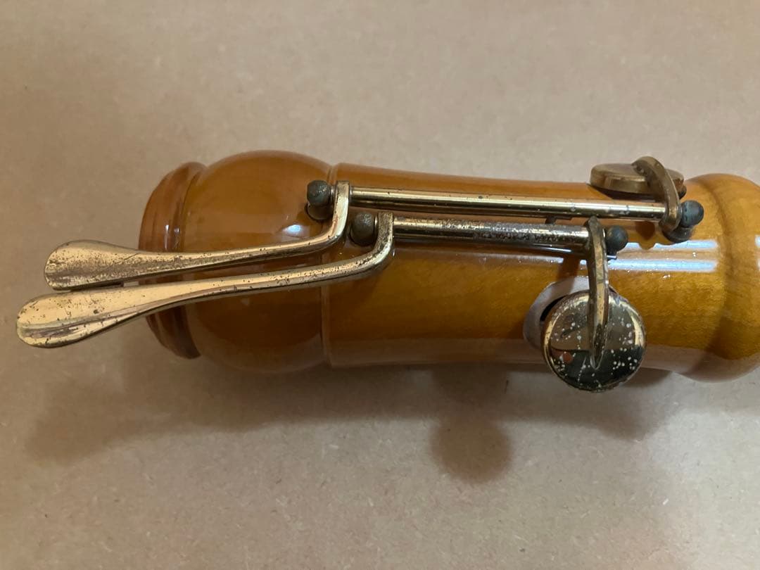 Zen-On 木製 バスリコーダー ケース付 管体美品 経年劣化あり