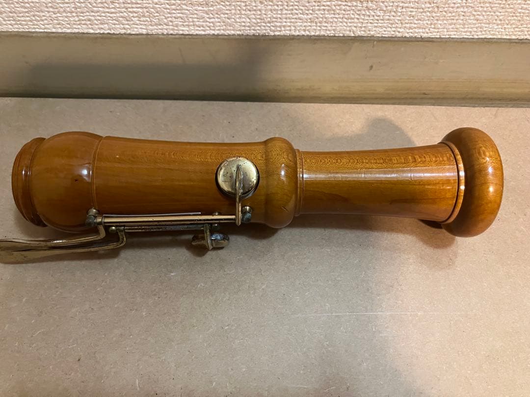 Zen-On 木製 バスリコーダー ケース付 管体美品 経年劣化あり