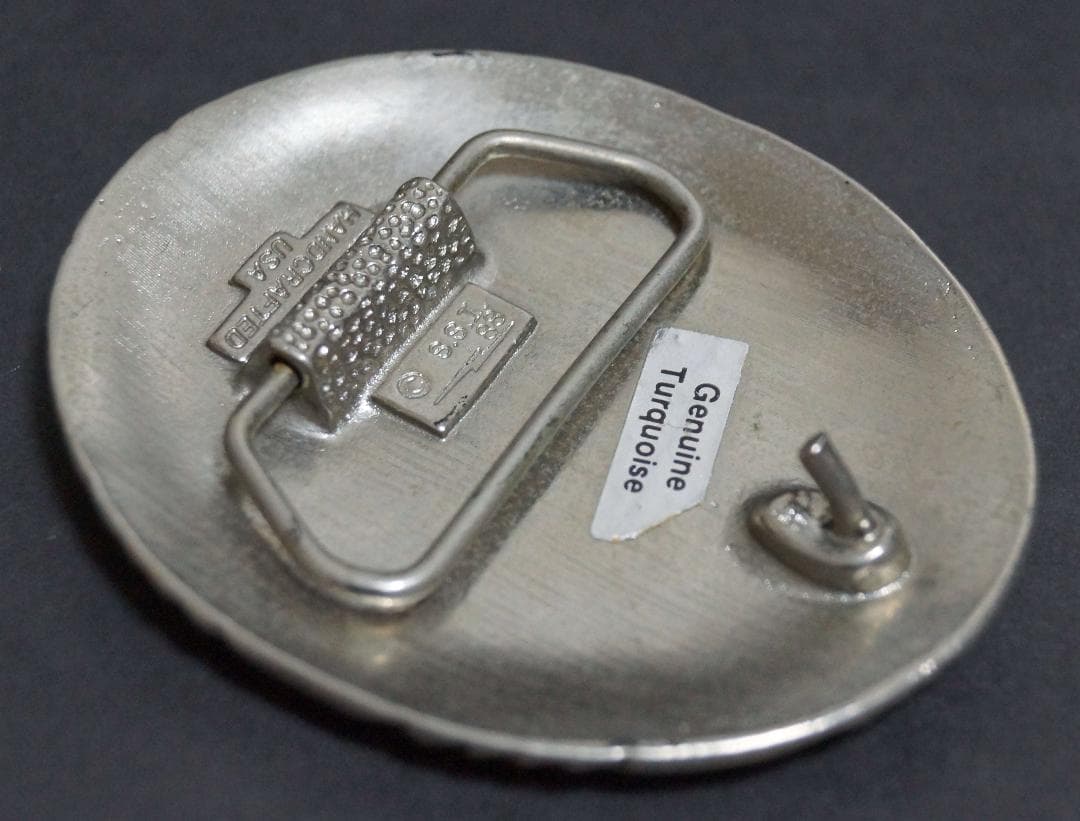 【激レア】ヴィンテージハンドクラフト ウエスタンバックルターコイズ赤サンゴ象嵌