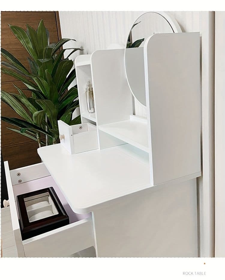 ホワイトノルディックドレッサーセット スツール付き 引き出し収納 省スペース