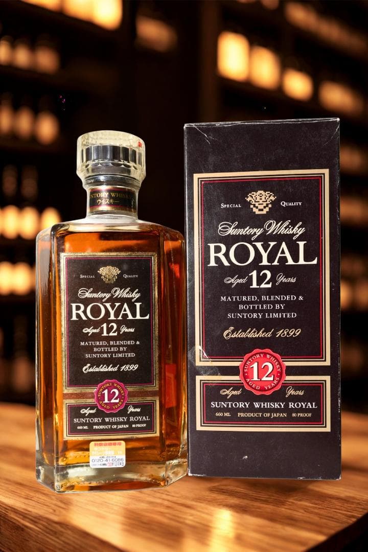 サントリーウイスキー ローヤル12年 スリム瓶 黒ラベル レトロボトル