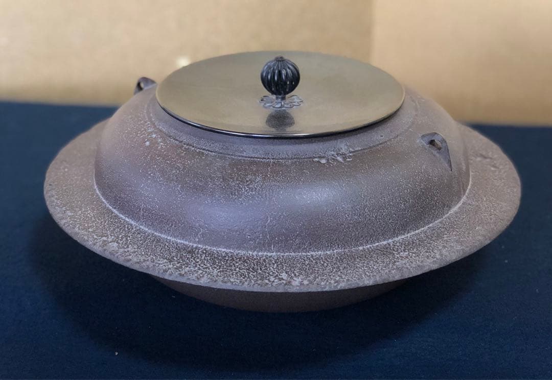 割引❗️《R》茶道具 平蜘釜 透木付 釜師 畠春斎 共布 共箱　250911H5