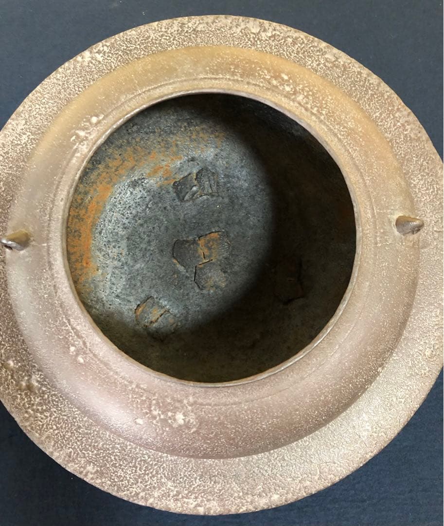 割引❗️《R》茶道具 平蜘釜 透木付 釜師 畠春斎 共布 共箱　250911H5