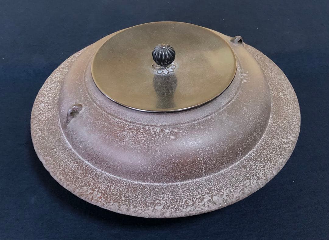 割引❗️《R》茶道具 平蜘釜 透木付 釜師 畠春斎 共布 共箱　250911H5