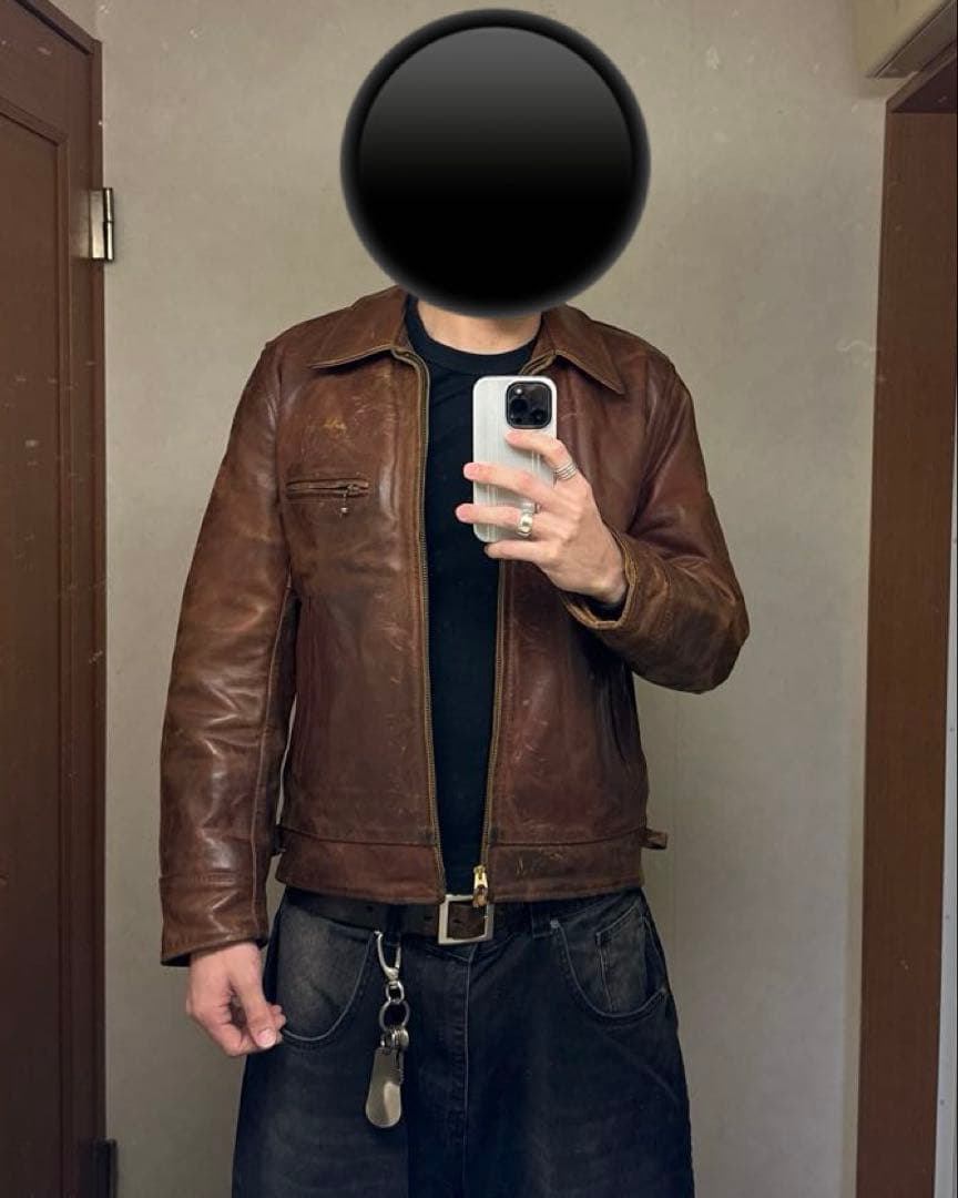 Aero Leather ハーフベルテッド シングルライダース レザージャケット