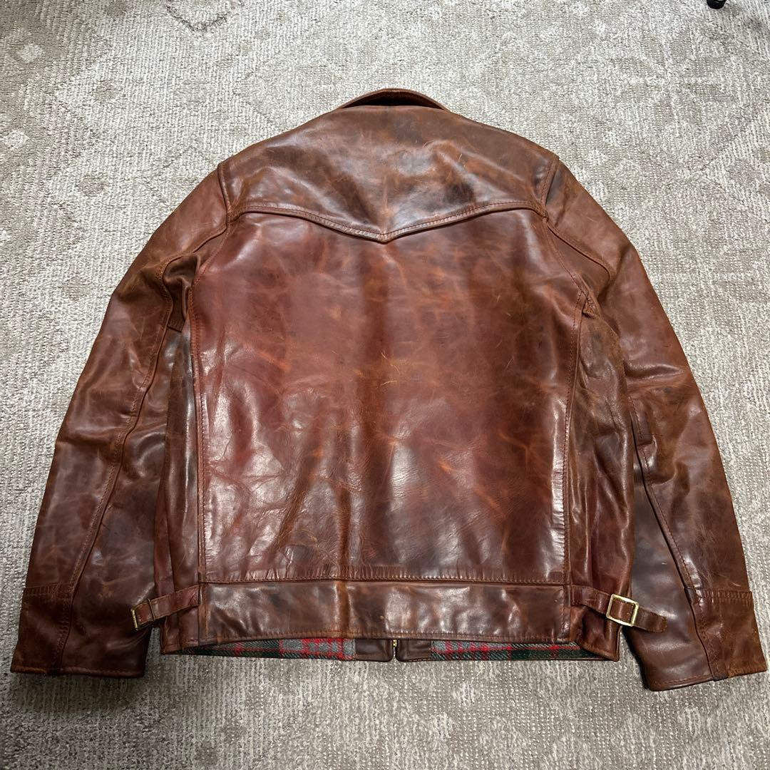 Aero Leather ハーフベルテッド シングルライダース レザージャケット