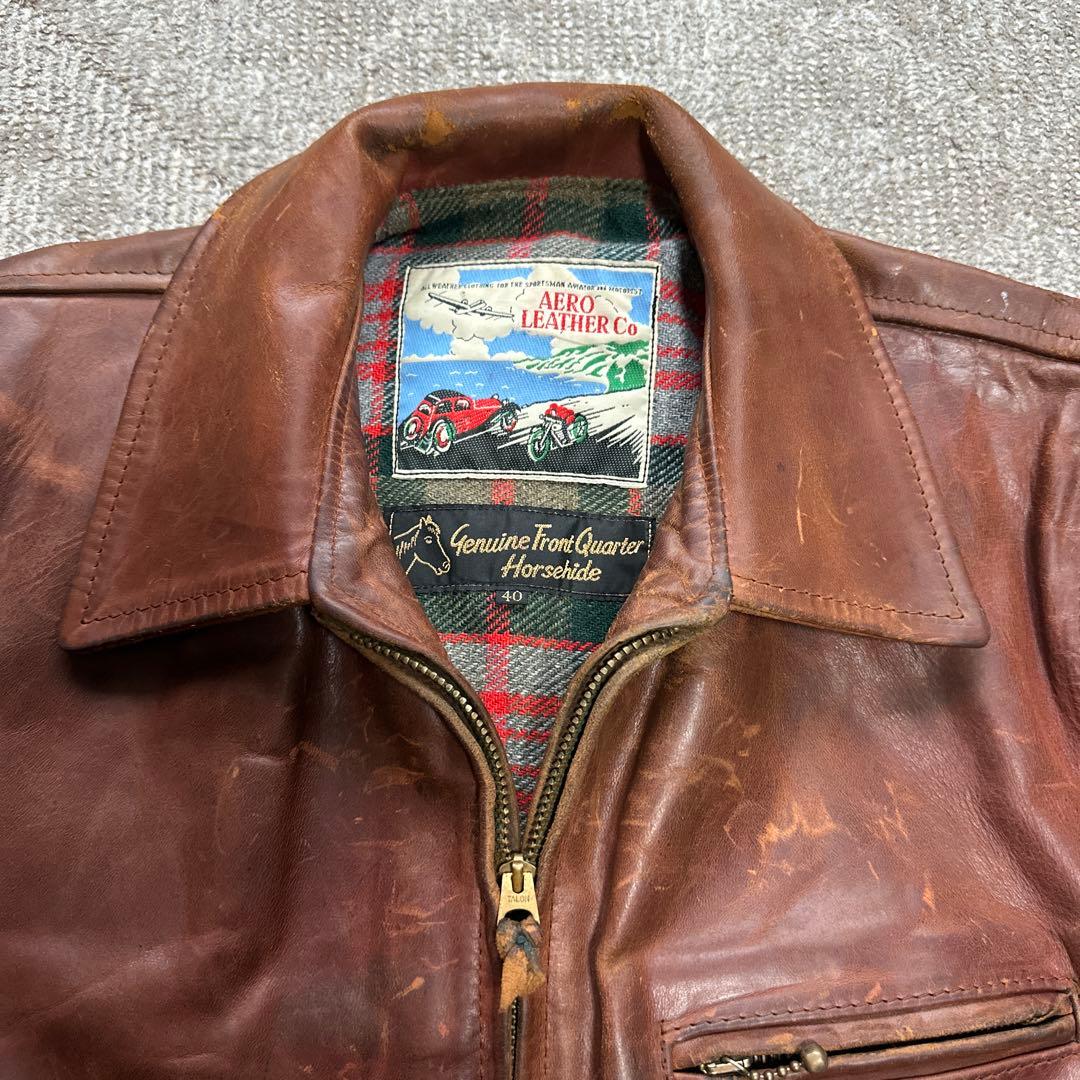 Aero Leather ハーフベルテッド シングルライダース レザージャケット