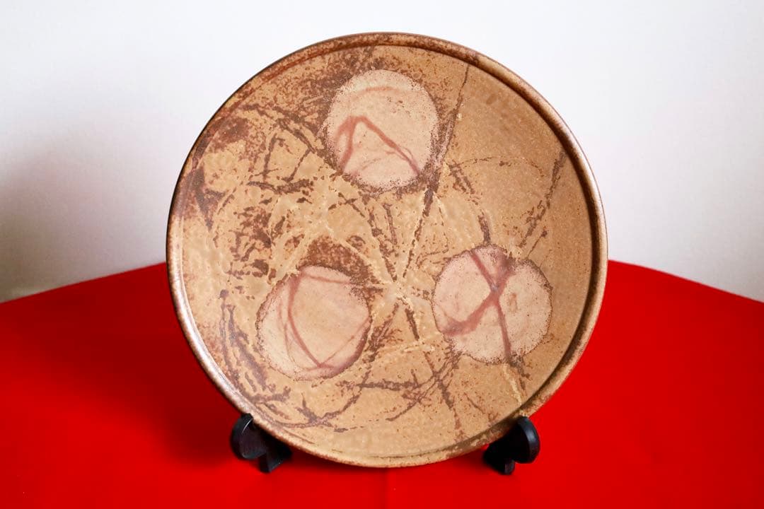 大皿・飾皿【備前焼　陶古窯　牡丹餅　木箱付き】