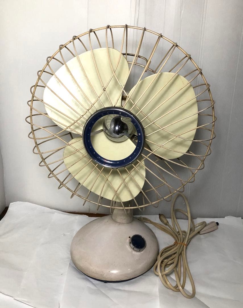 レトロ 扇風機 3枚羽 30cm扇 三菱 D-12M 藤 当時物