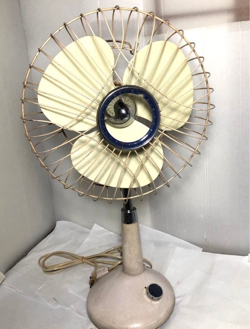 レトロ 扇風機 3枚羽 30cm扇 三菱 D-12M 藤 当時物