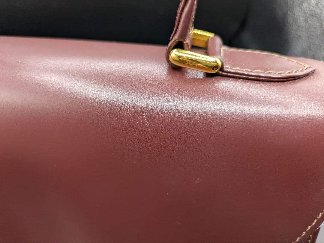 Cartier マストライン ハンドバッグ レザー ボルドー