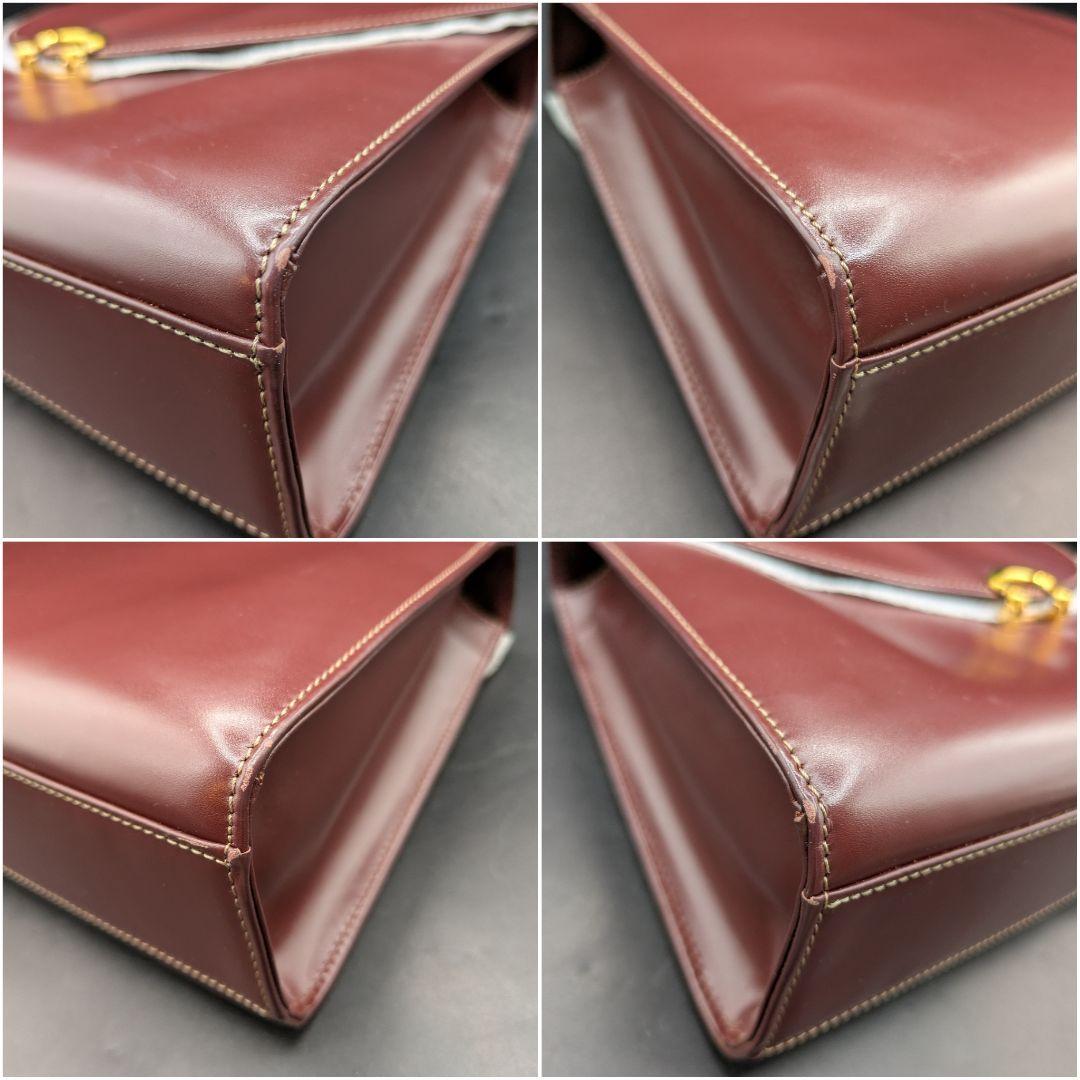 Cartier マストライン ハンドバッグ レザー ボルドー