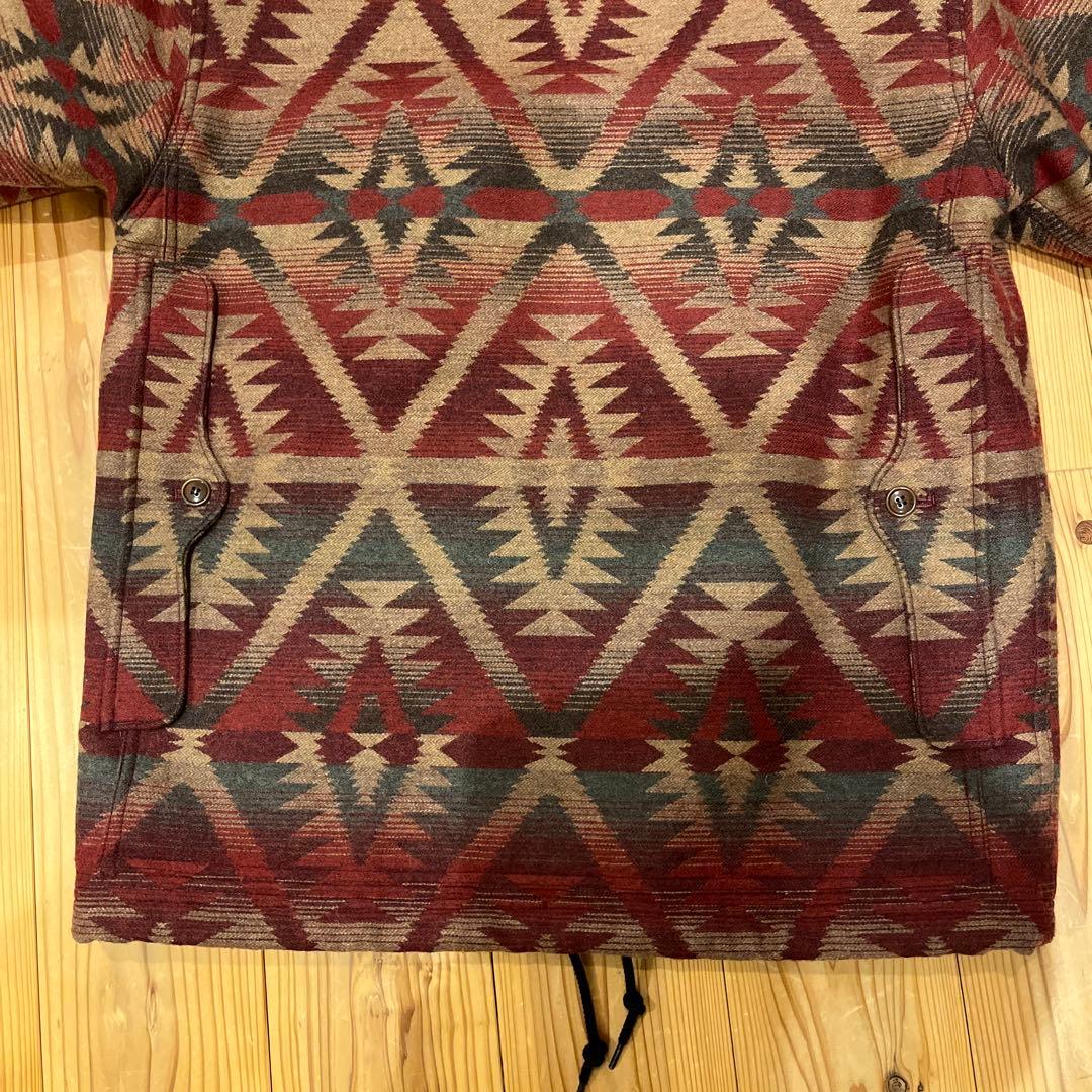 幾何学模様ウールジャケット フード付き