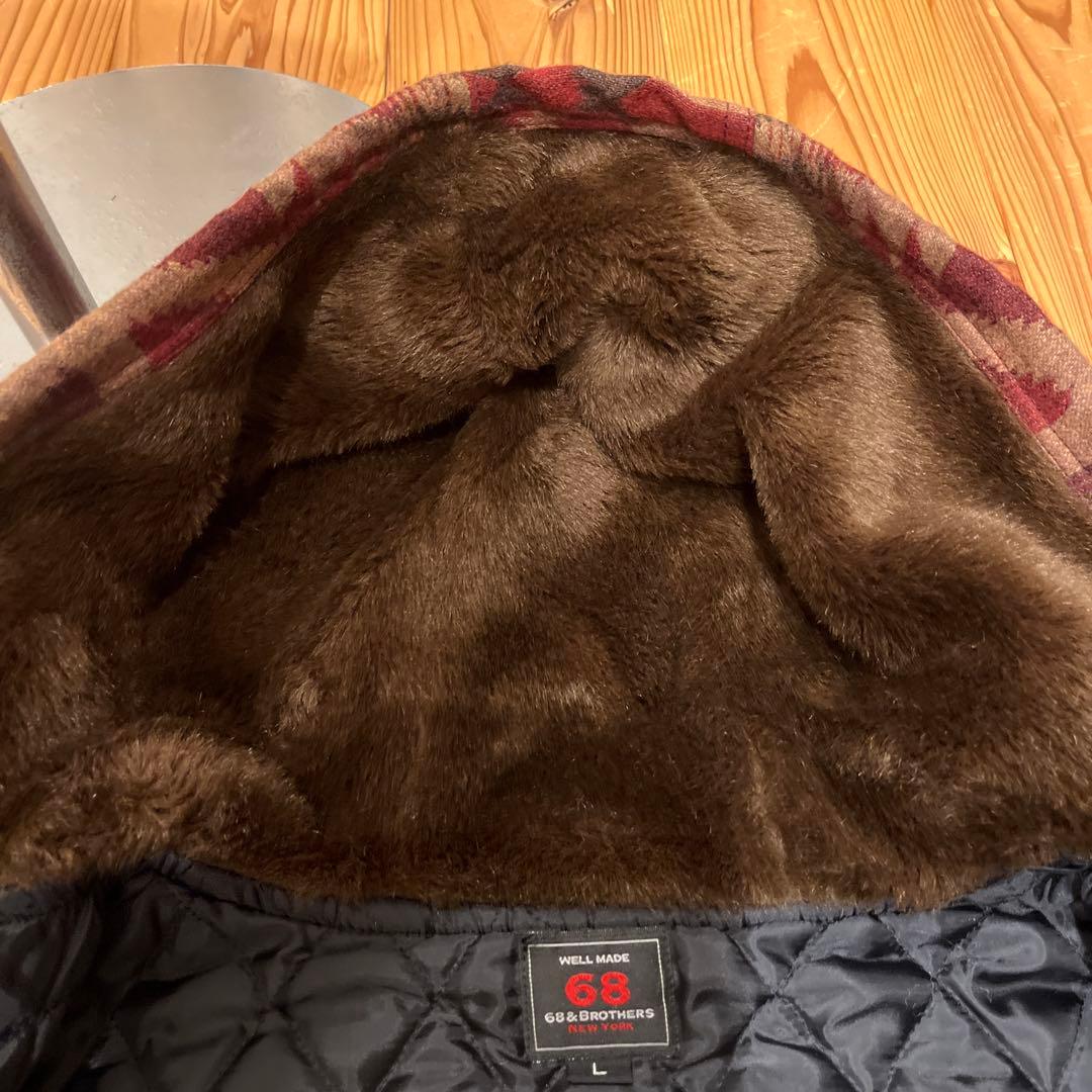 幾何学模様ウールジャケット フード付き