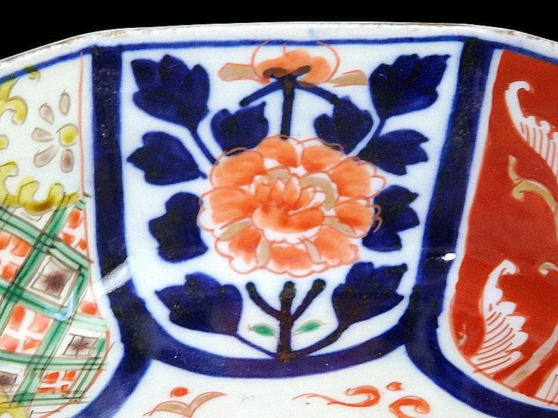 古伊万里　色絵　花の図　八角鉢　大鉢　C018AS-CWy