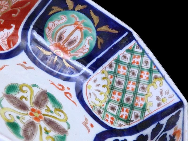 古伊万里　色絵　花の図　八角鉢　大鉢　C018AS-CWy