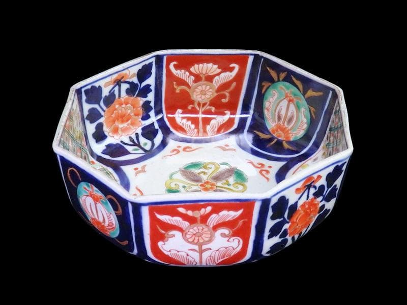 古伊万里　色絵　花の図　八角鉢　大鉢　C018AS-CWy