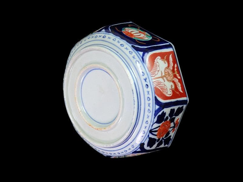 古伊万里　色絵　花の図　八角鉢　大鉢　C018AS-CWy