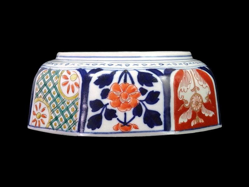 古伊万里　色絵　花の図　八角鉢　大鉢　C018AS-CWy