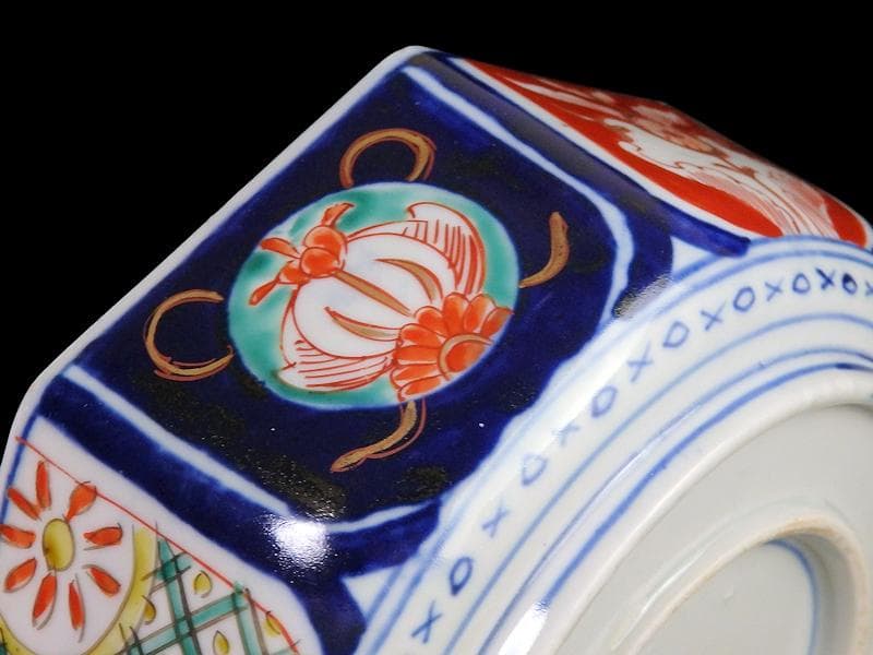 古伊万里　色絵　花の図　八角鉢　大鉢　C018AS-CWy