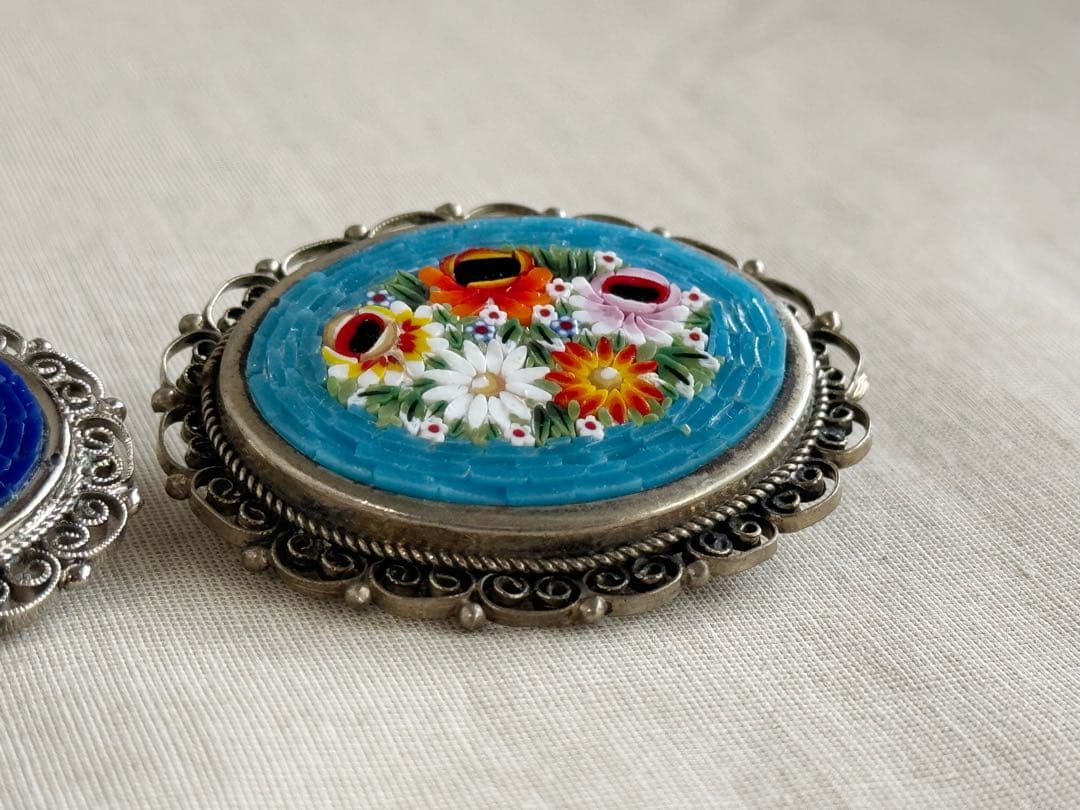 1950s〜 イタリア製 マイクロモザイク ブローチ 3点セット