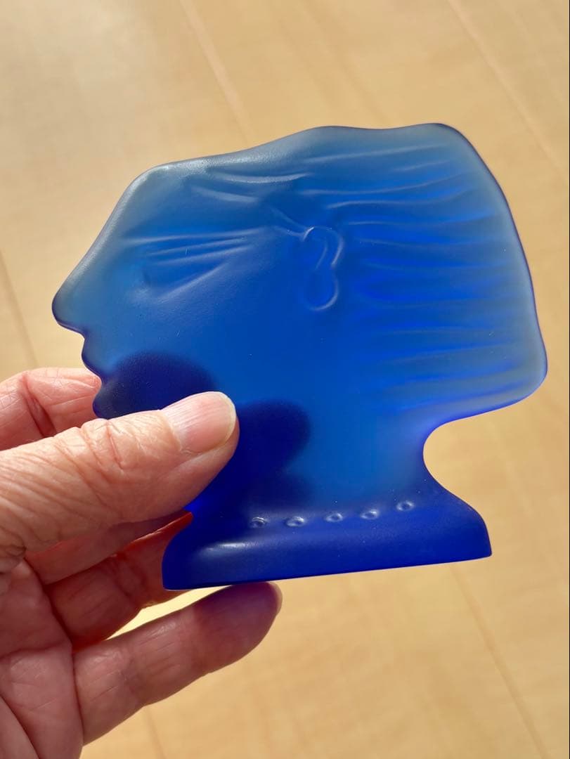 Daum ドーム　フランス製　ガラスの置物　ブルー