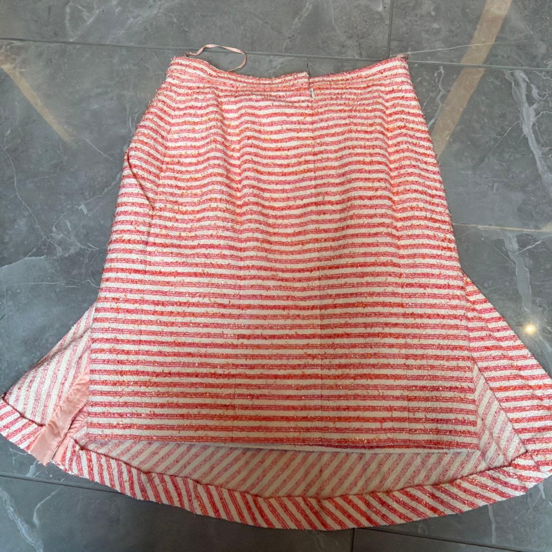 赤と白のストライプ フレアスカート　CHANEL 36