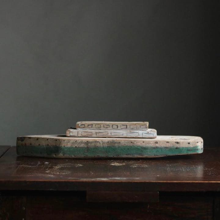 工作 木 船 古道具 アンティーク オブジェ 立体 木製船 木の船