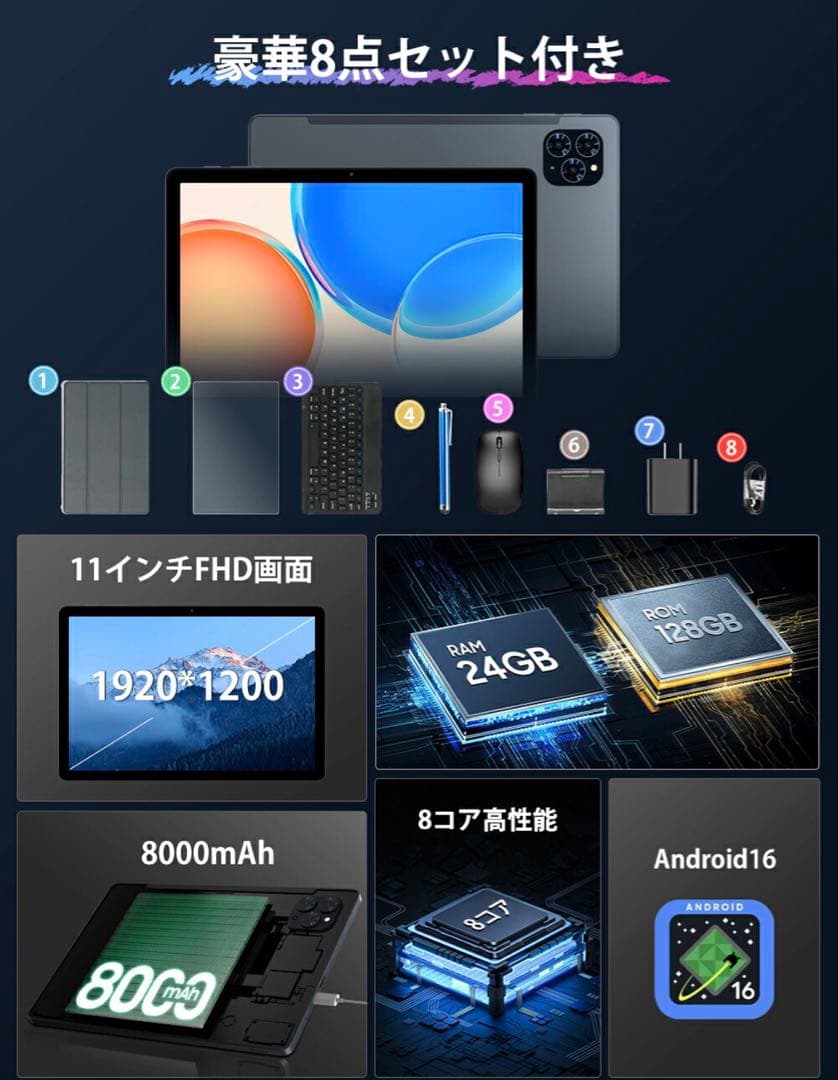 新品未使用 11インチ Android16タブレット 本体