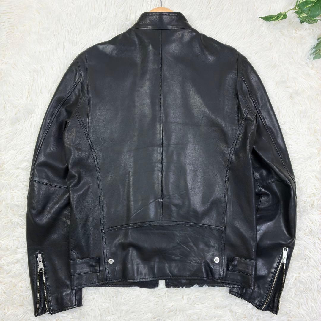 美品　トゥモローランド　ラムレザー　シングルライダース　レザージャケット　S　黒