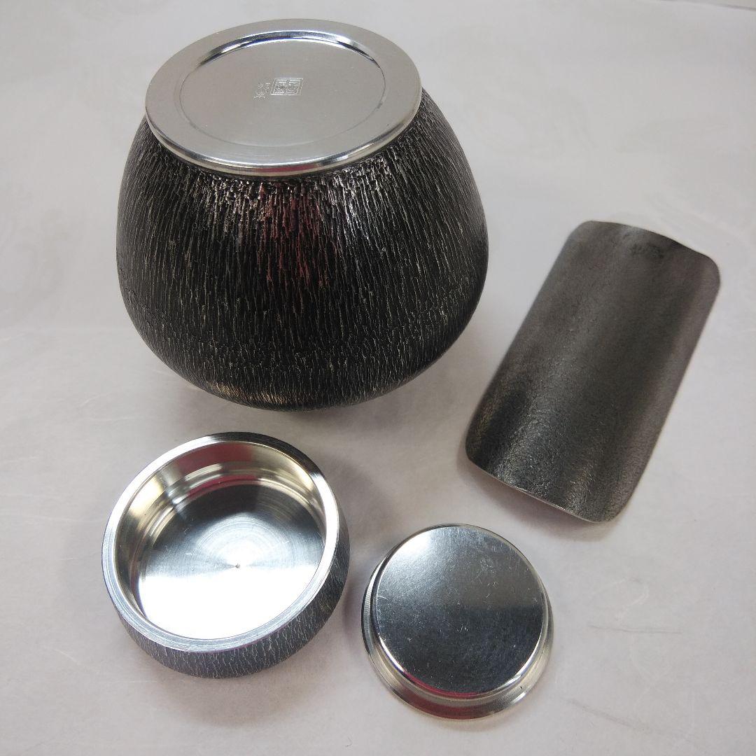 煎茶道具  錫半    煎茶道具一式     共箱