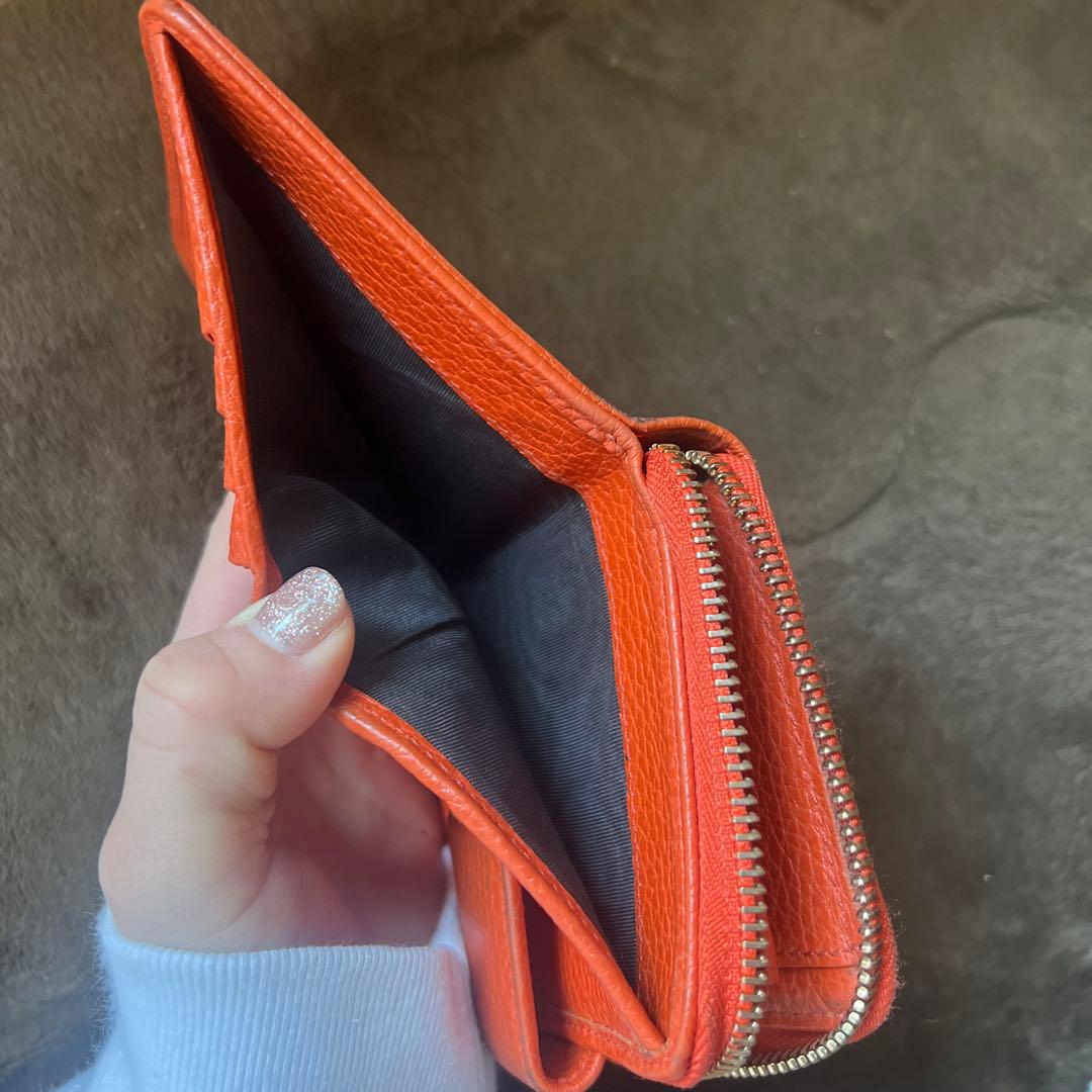 GUCCI 二つ折り財布 オレンジ グレー