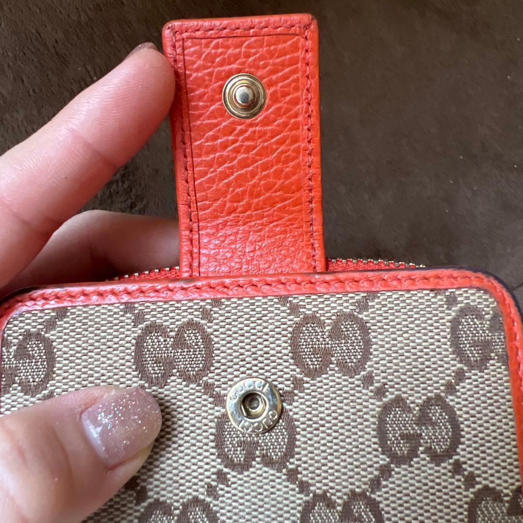 GUCCI 二つ折り財布 オレンジ グレー