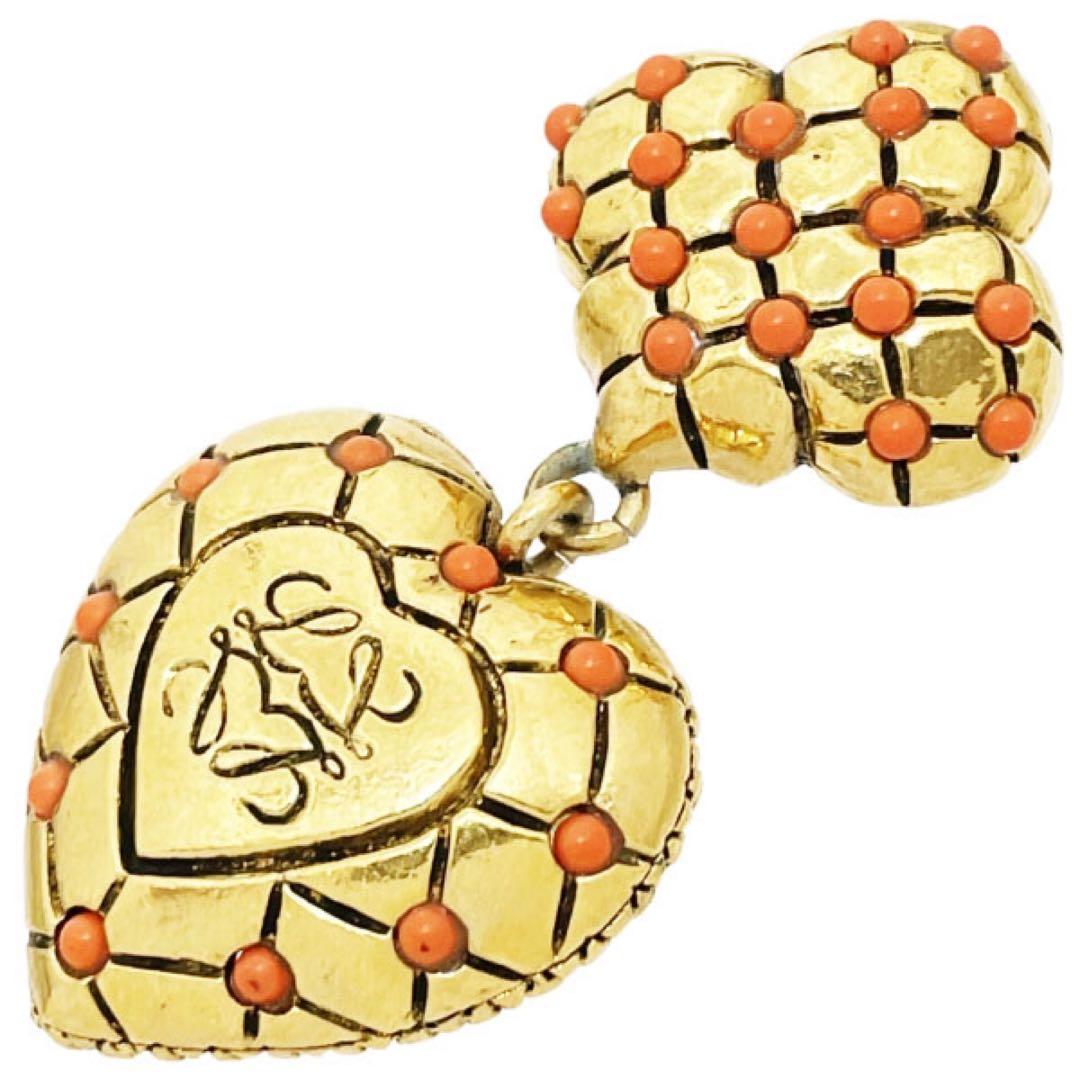 正規品 美品 ロエベ ヴィンテージ ブローチ ハート バッチ 【TT14690】