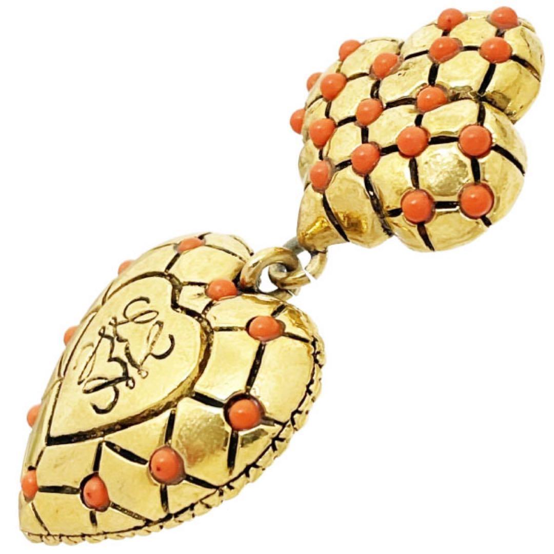 正規品 美品 ロエベ ヴィンテージ ブローチ ハート バッチ 【TT14690】