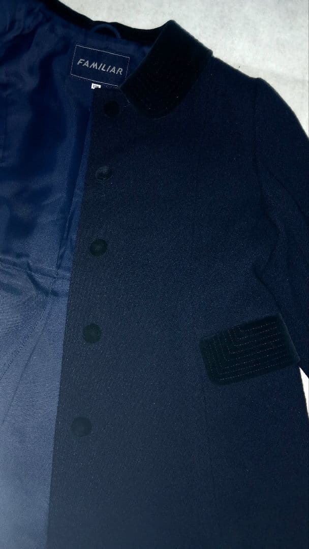ファミリア(120)お受験フォーマルウールコート濃紺ネイビー