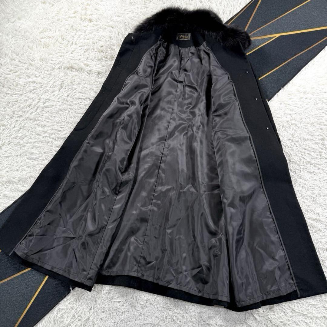 総丈120㎝ ヴェローナ フォクスファー カシミヤ100 コート ロング L