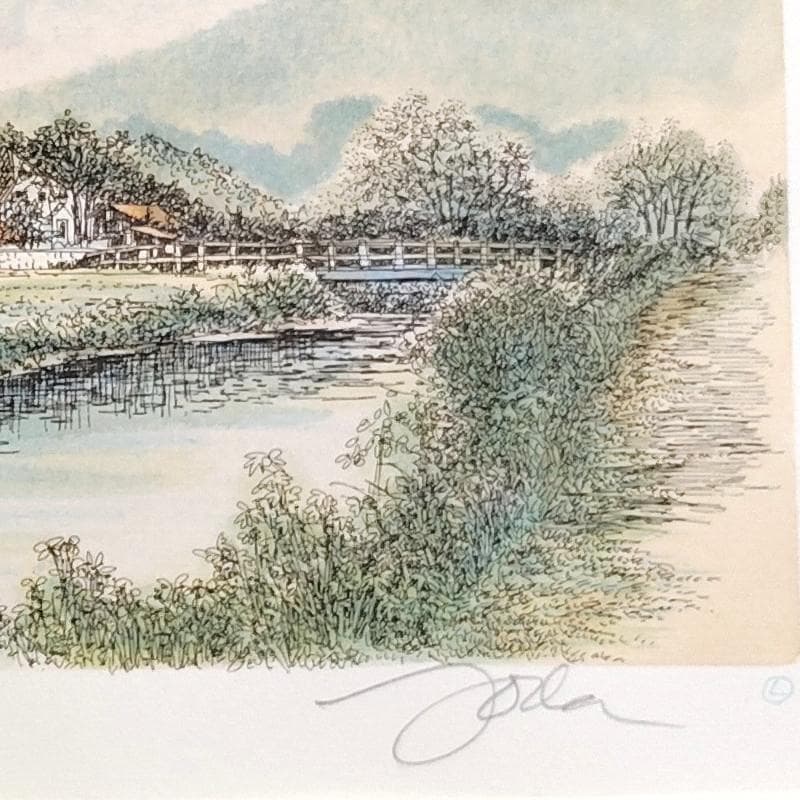 ☆織田義郎☆　銅版画+手彩 　246/500 ゴールドフレーム