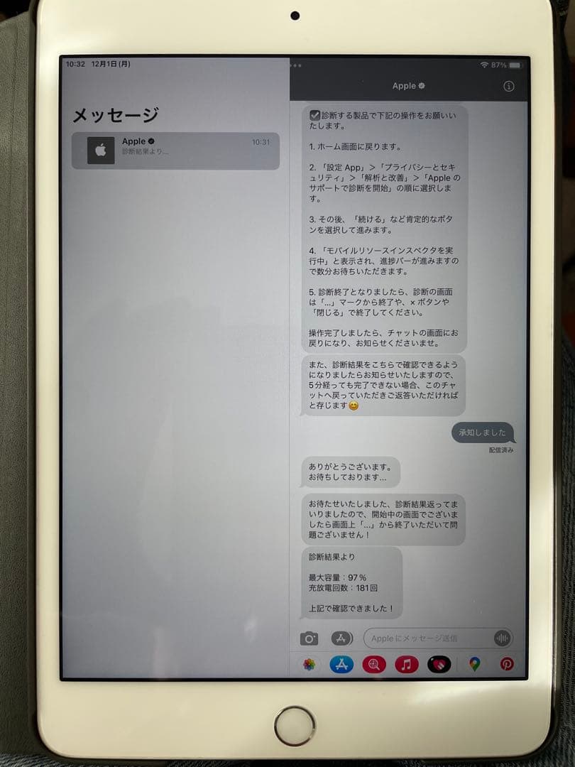 ★超美品★iPad mini 4 セルラー 128GB シルバー 容量97%
