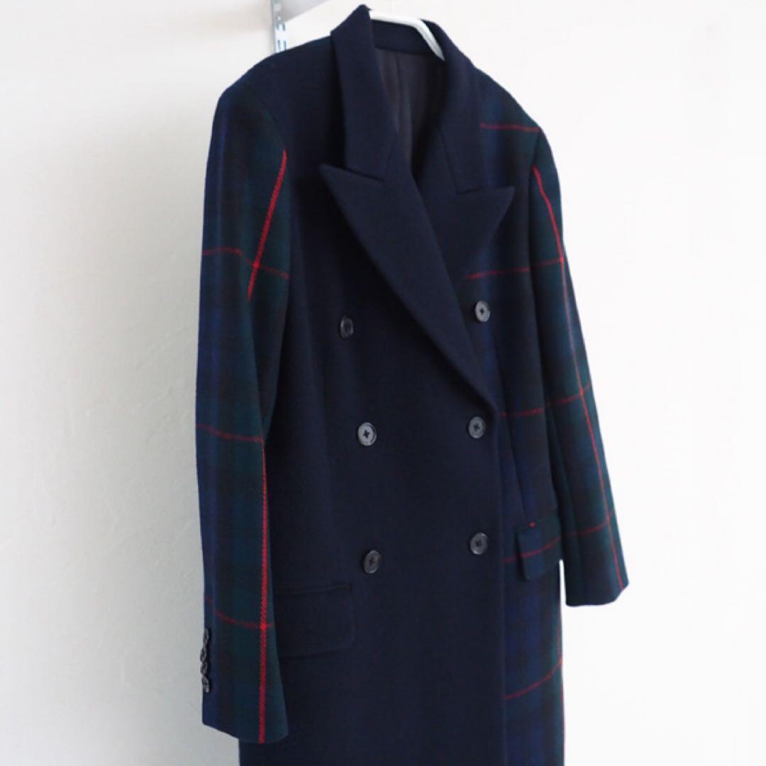 ポールスミス チェスターコート ダブルチェスターコート ネイビー チェック